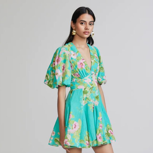 Hemant & NanditaFloral Cotton & Linen Minidress